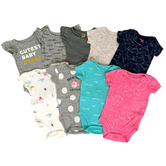 Carter's Other - Carters Baby Girl Lot of 9 Short Sleeve Onesies